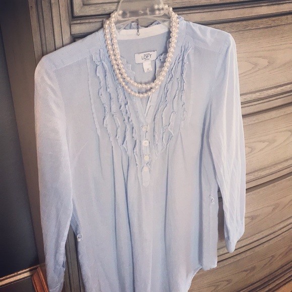 LOFT Tops - LOFT Blue Striped Tunic